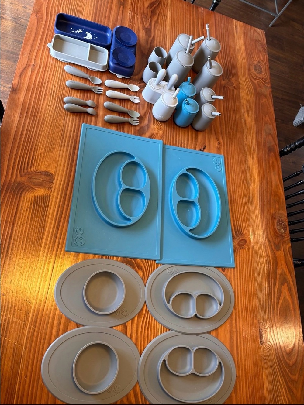 Huge lot EZPZ silicon kids plates utensils and cups